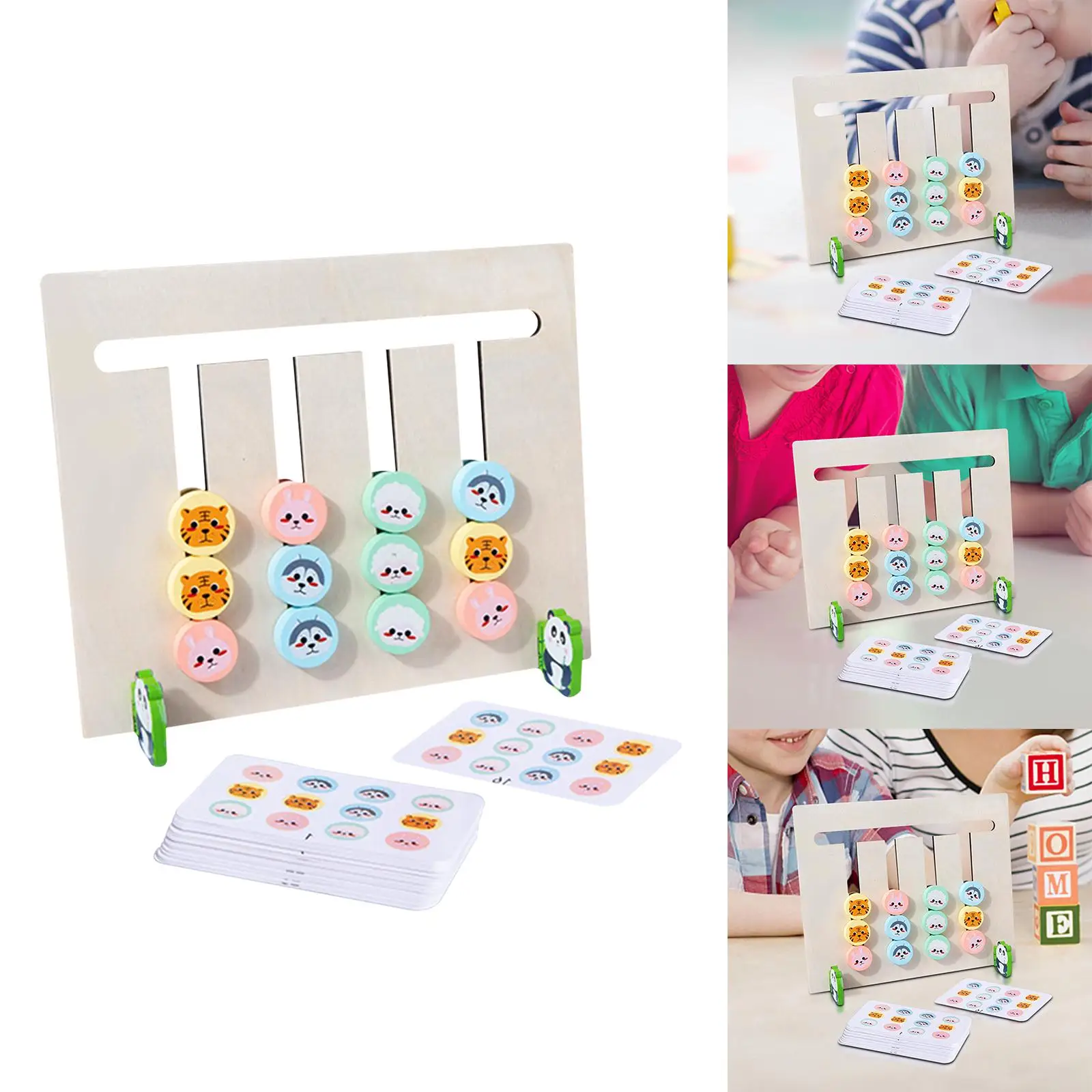Kids Develop Brain Puzzle Wooden Animal Matching Game Preschool Learning Toy for 2 to 6 Age, Birthday Present Arithmetic Toy