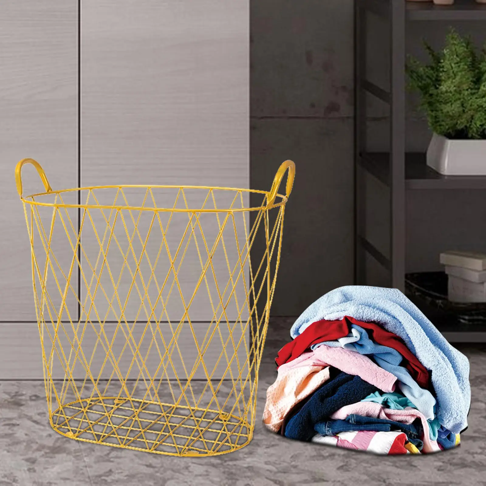 Metal Laundry Hamper Large Capacity with Handles Dirty Clothes Basket for Bathroom Laundry Room Bedroom Living Room Household
