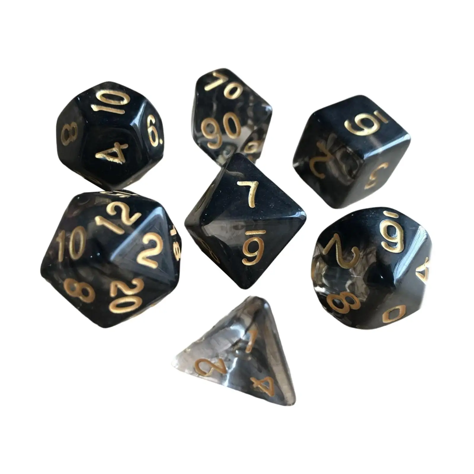 7x Acrylic Polyhedral Dice D4-D20 Family Table Game for Family Gathering Bar