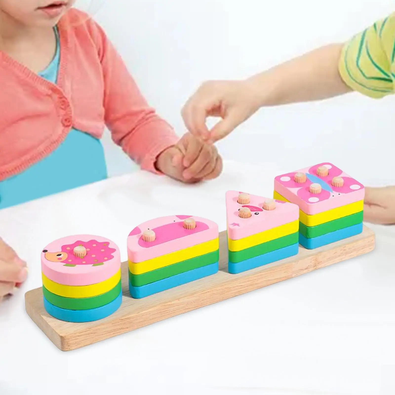 Wood Geometric Shape Matching Developmental Coordination Color Cognitive Sensory Toys