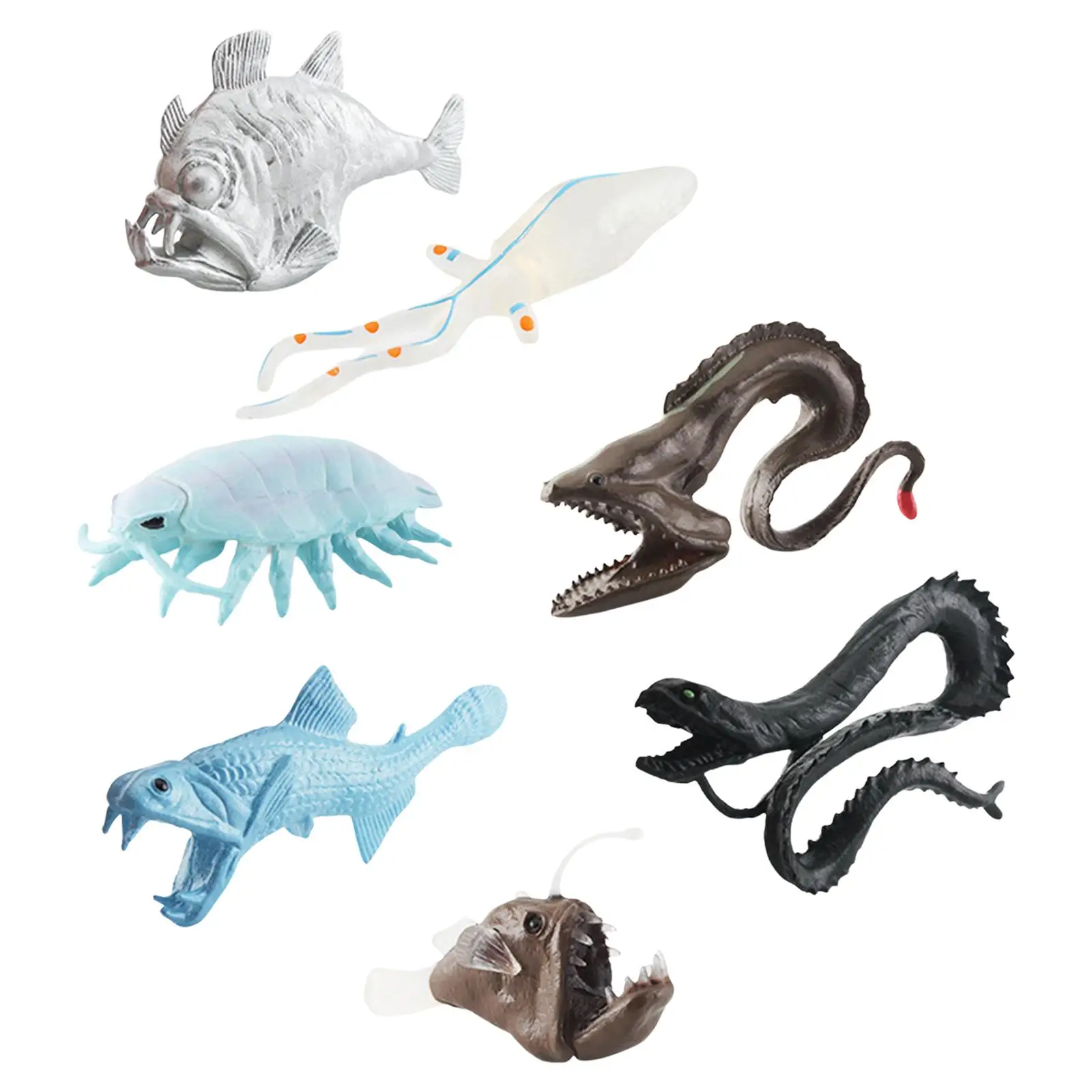 7Pcs Hand Painted Sea Biology Animal Figure Cake Toppers Ornaments Realistic Detailed Action Figures for Toddlers Kids