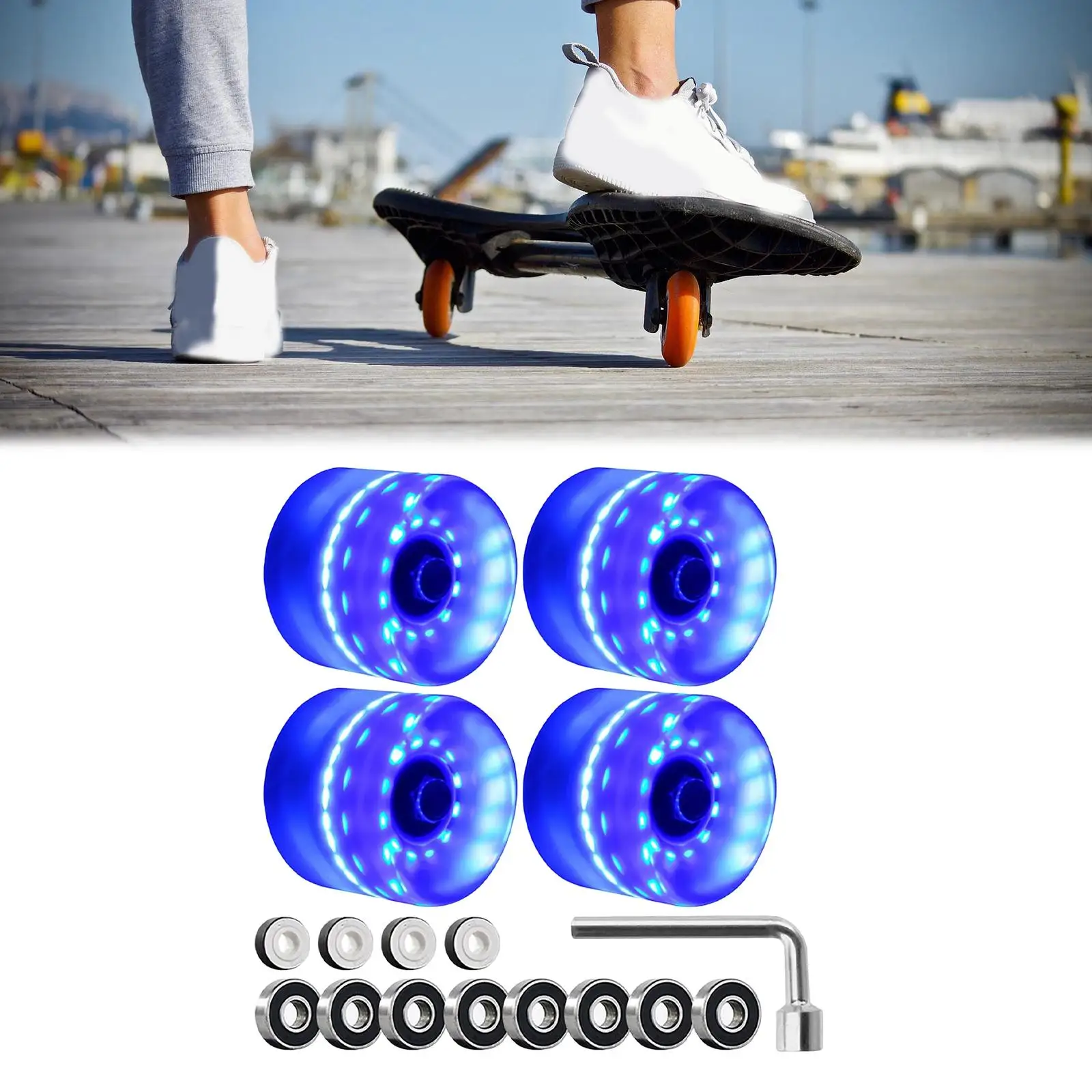 4Pcs Quad Roller Skate Wheels 45x60mm Easy to Install Replacment for Outdoor