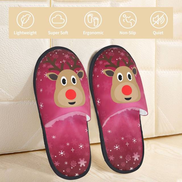 Christmas Comfort Scuff With Memory Foam Slippers Women Red Nosed