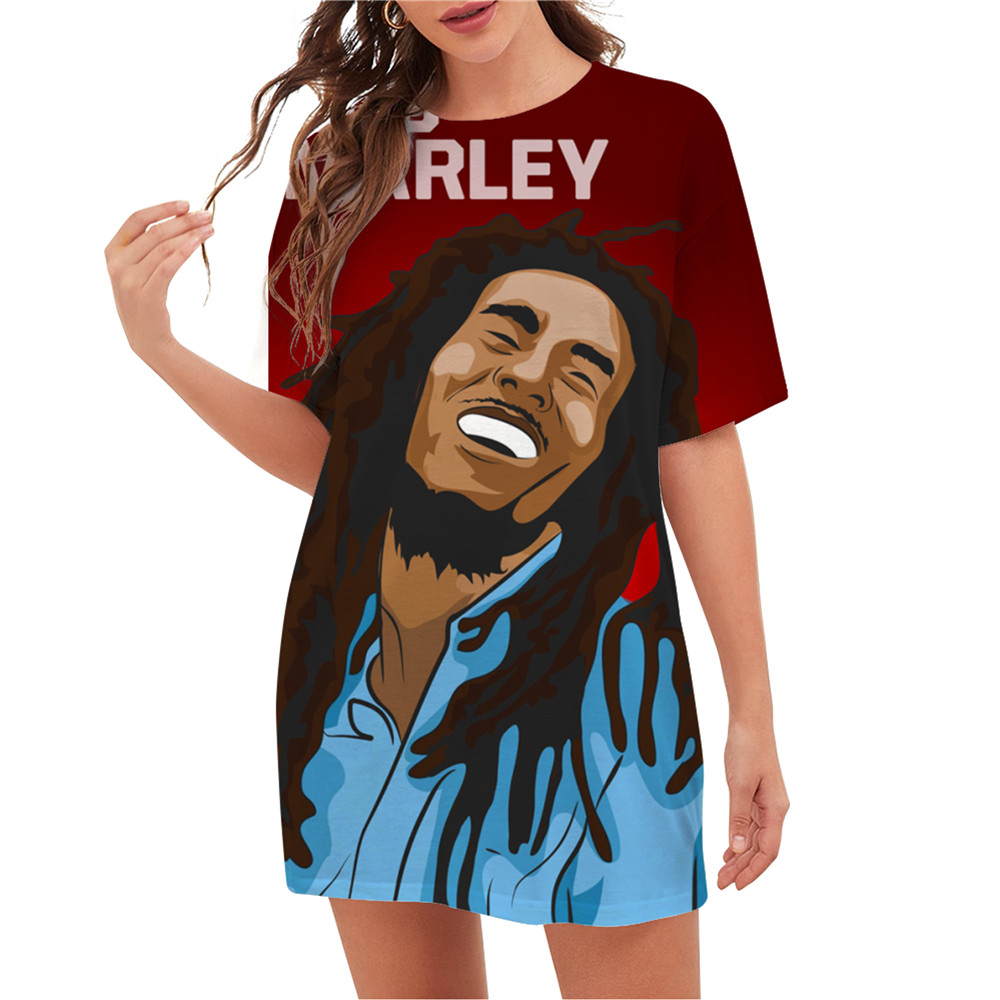 cloocl trending camiseta feminina cantor reggae criador bob marley padrão impresso pulôver tops hip hop blusa roupas de festa