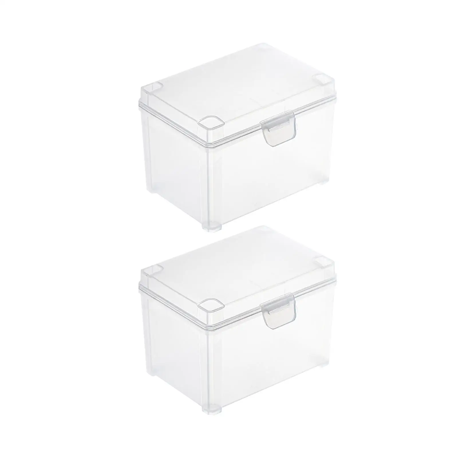2x Small Stackable Boxes Container Rectangle Supplies Durable Saving Space Desktop Organizers for Clips Cards Jewelry Desk Home