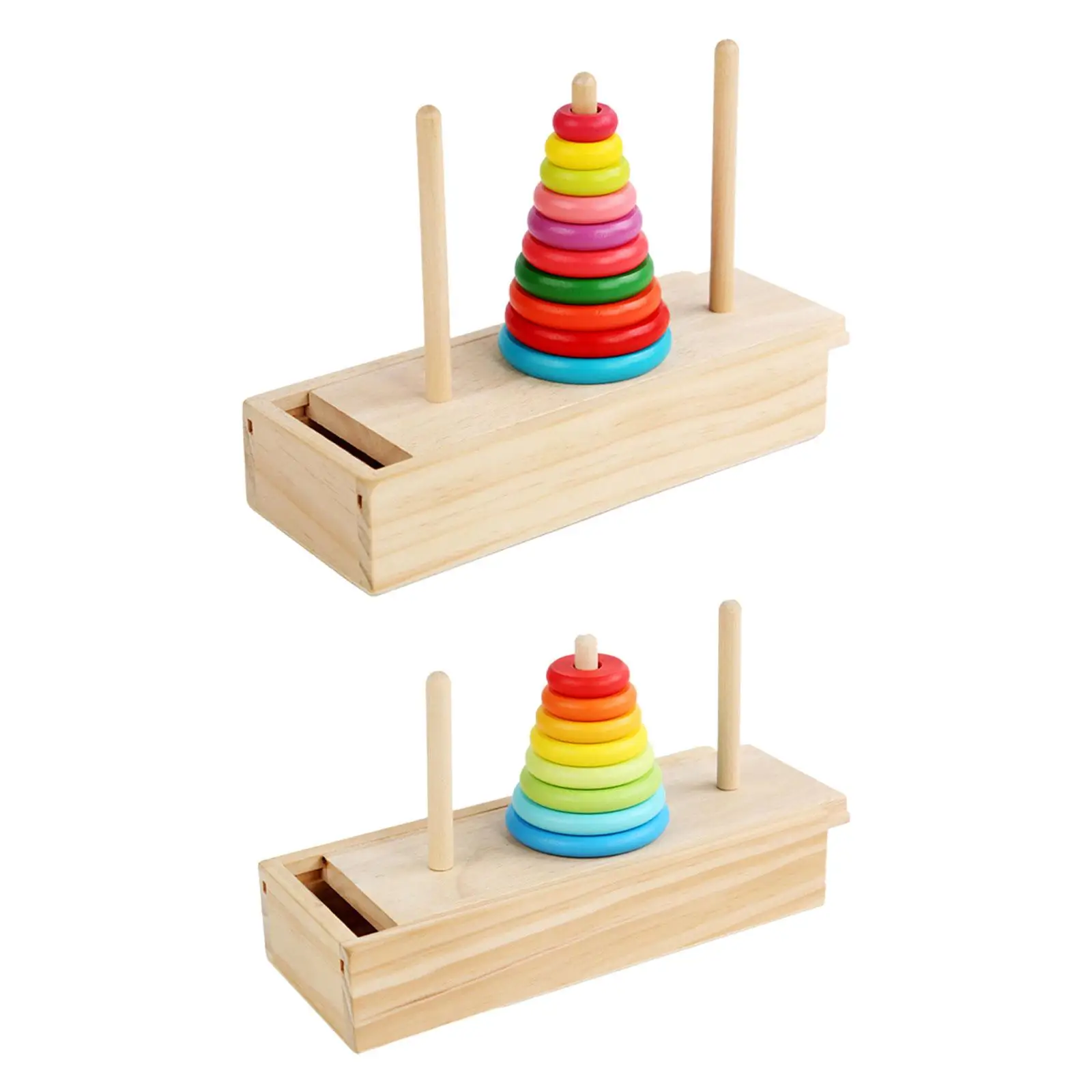 Wooden Stacking Tower Sturdy Portable for Kids Boys Girls 3 Year Old and up