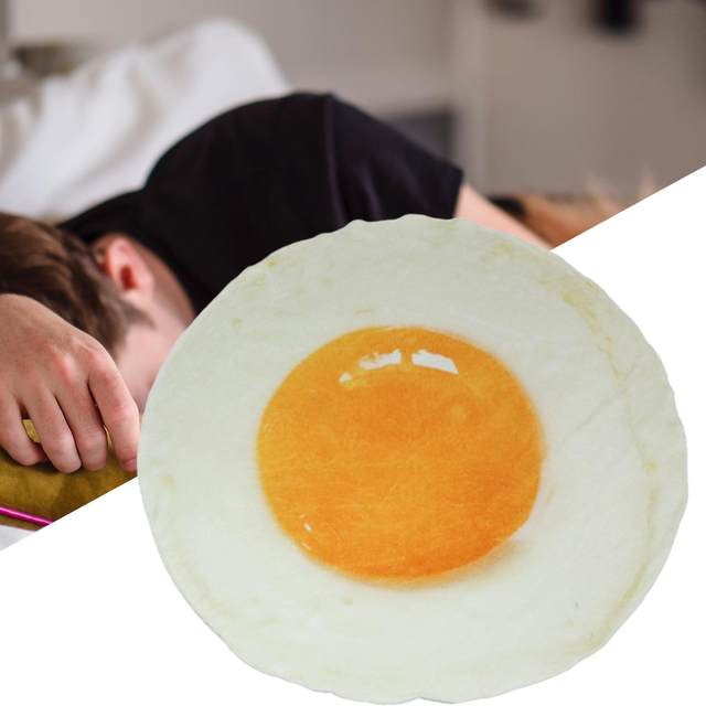 Realistic Food Egg Blanket Funny Cozy Fried Egg Birthday Warm Novelty Yolk Soft Double Sided Gifts Wrap for Travel Bed Adults