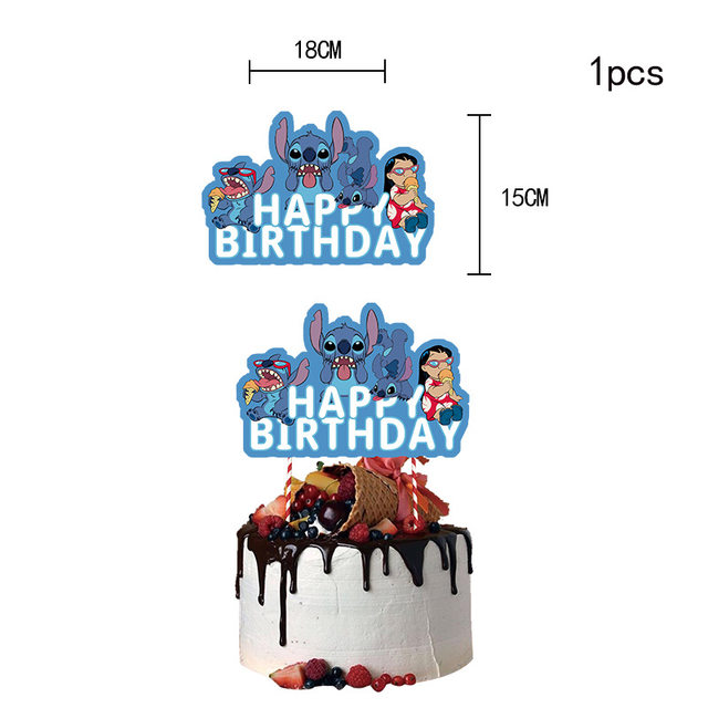 Lilo & Stitch Decorazioni Torta Compleanno,Happy Birthday-Cake Topper,  Stitch De 7445041859881