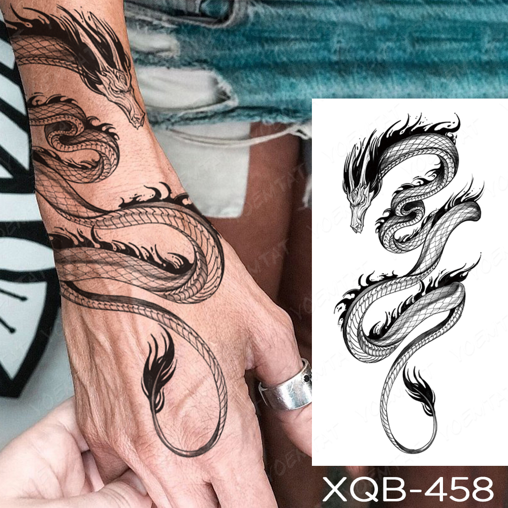 Best of Waterproof Temporary Tattoo Sticker Sexy Japanese Black Dragon Snake Back Arm Sleeve Flash Tatoo Women Men Body Art Fake Tattoos Reviews & Tips