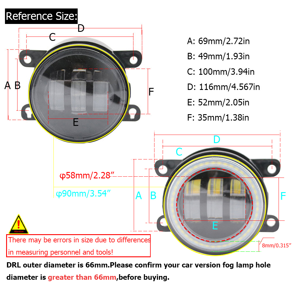 Led Angel Eyes DRL Fog Lights Assembly Lens 40W for Peugeot 208 CA_ CC_A9 2012 2013 2014 2015 2016 2017 2018 Front Fog Lamp detail image 7