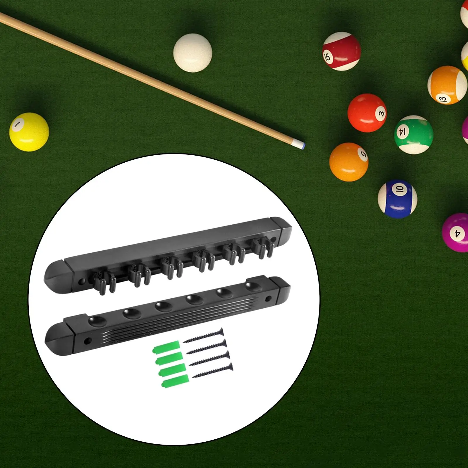 Wall Mount 6 Slot Billiards Snooker Stick Wooden Rack Pool Cue Holder Stand Pool Table Rods Organizer