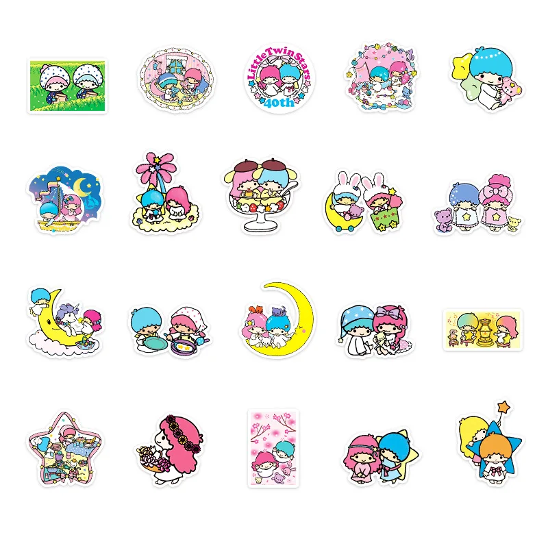 50pcs children s animation little twin star personality diy cartoon sticker notebook refrigerator scooter luggage sticker aliexpress