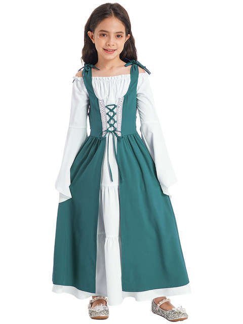 Kids Girls Renaissance Costume Medieval Victorian Irish Long Over Dress  Halloween Cosplay Party Princess Fancy Dress Up - Cosplay Costumes -  AliExpress