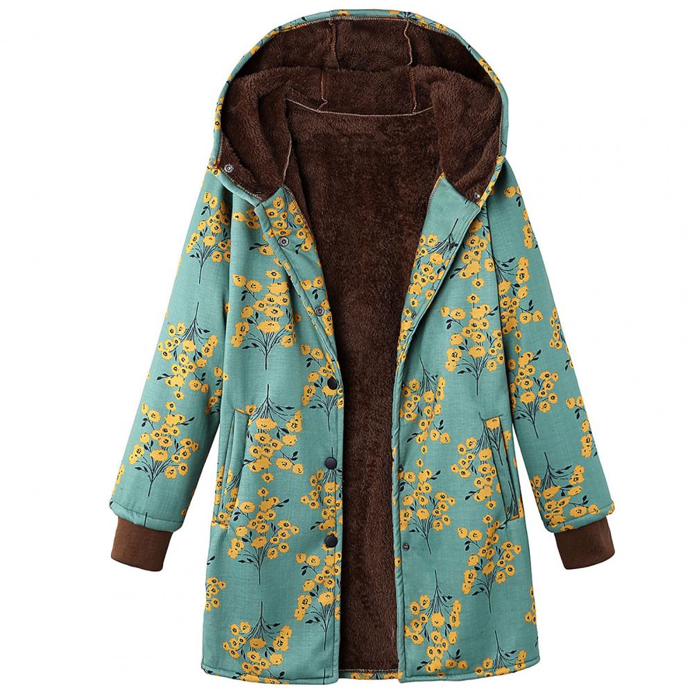 feminino inverno quente floral com capuz floral impressão com capuz vintage jaquetas inverno acolchoado jaqueta feminina parka