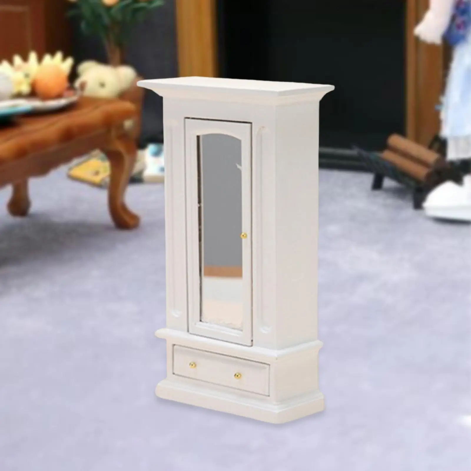 1/12 Dollhouse Wardrobe Storage Cabinet Wood Furniture Smooth Polishing