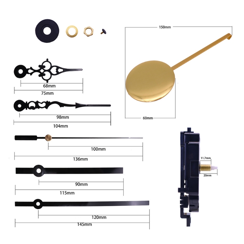 Description Picture 5 of itemPendulum Clock Movement Mechanism Repair Parts Replacement with 2Pairs Hands and Pendulum for Clock Repair DIY