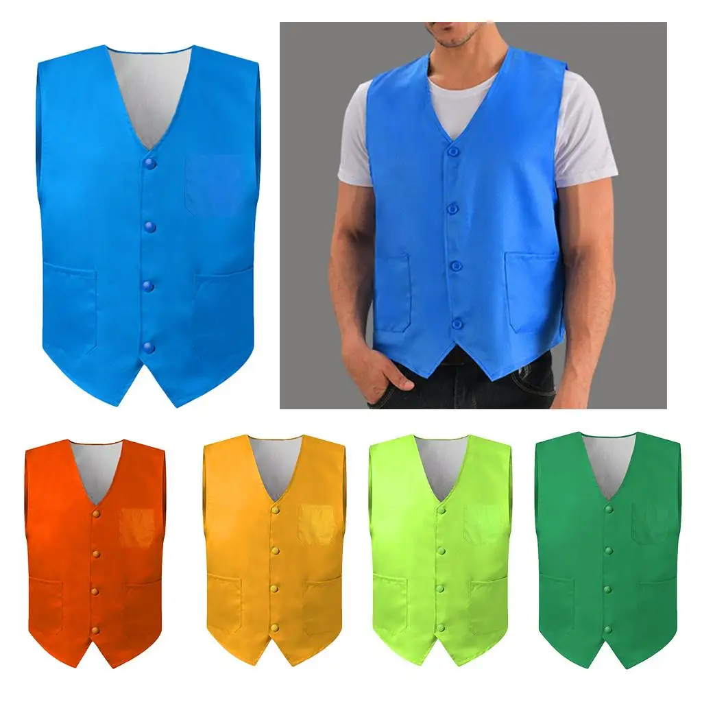 Unisex Safety Button Vest For Supermarket