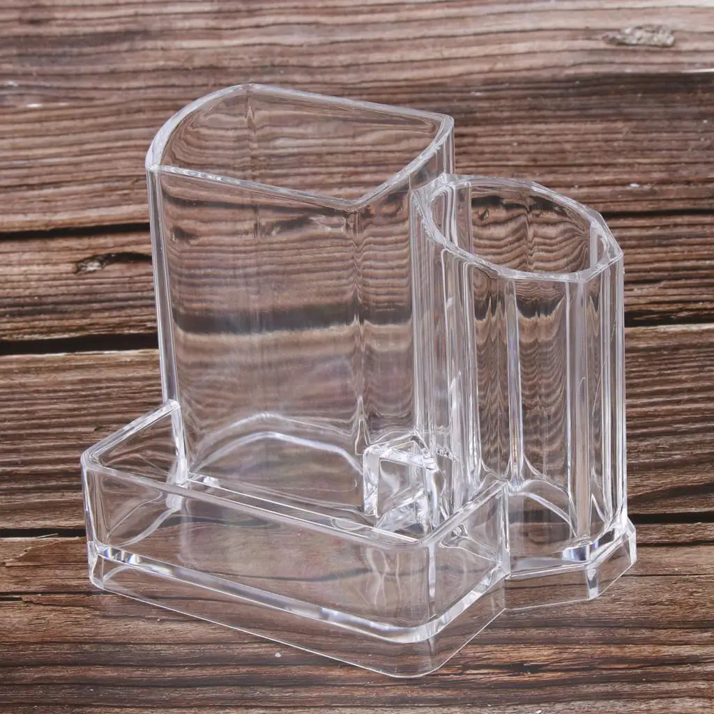 Acrylic Makeup Brush and Cosmetic Organizer Holder, 3 Compartments, 5..7 x 4.3 inch