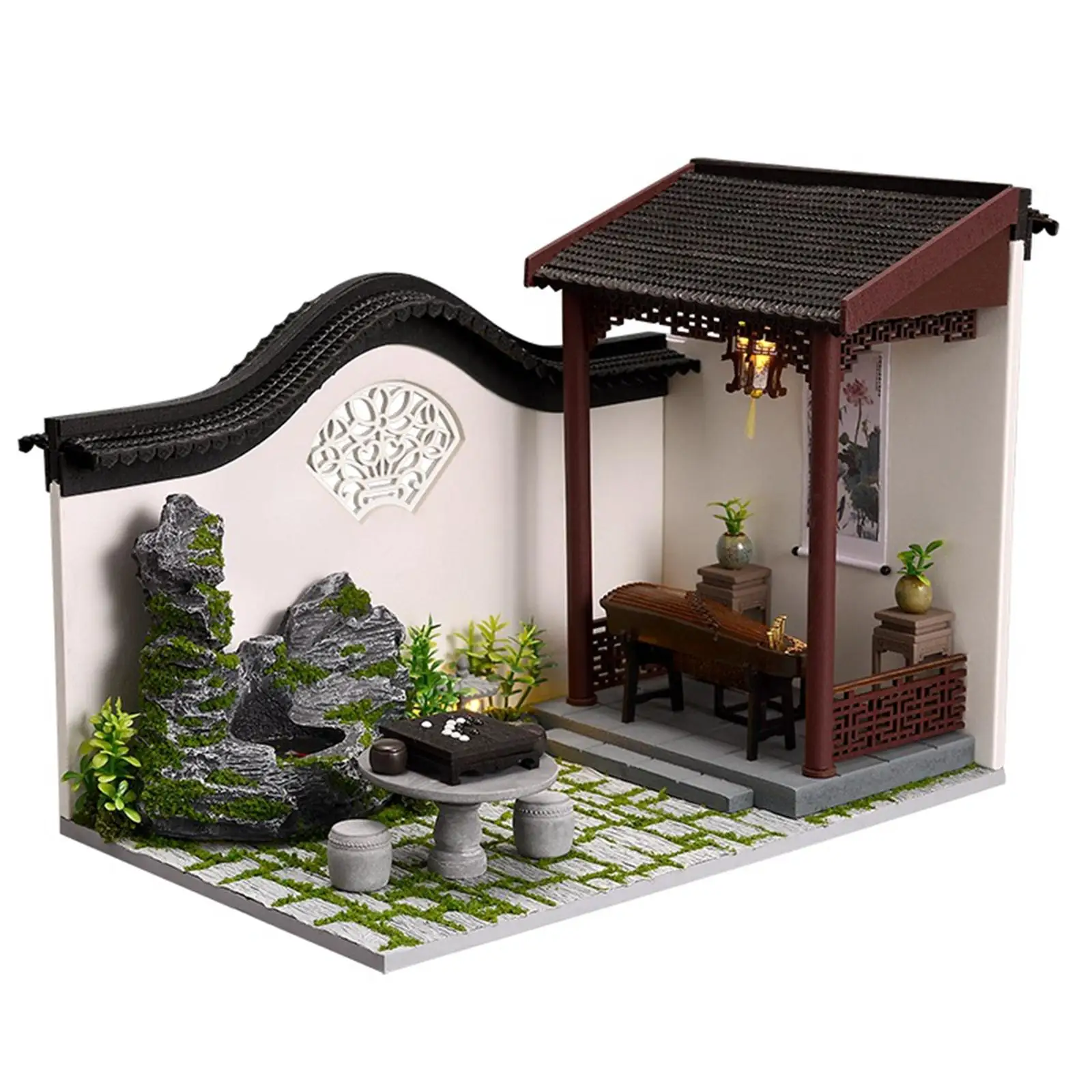 DIY Miniature Wooden Doll  Furniture Backyard of Ancient Chinese Architecture for