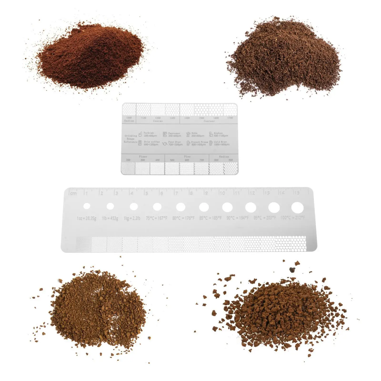 Ground coffee Sizes Measuring Precision Fine, Medium and Coarseness Green Bean Size for Coffee Making Supplies Bars Cafes