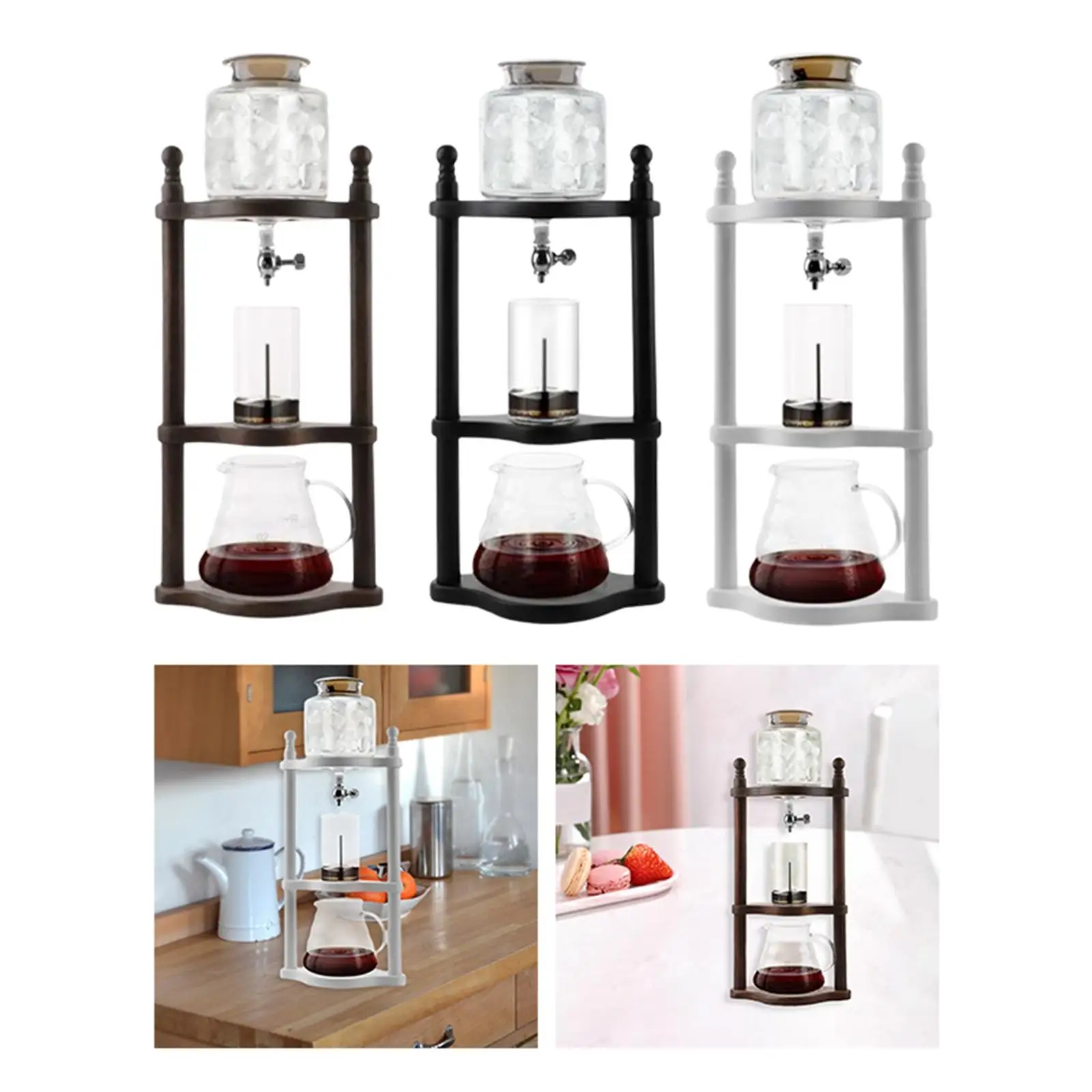 Ice Cold Brew Dripper Detachable Glass Pot Drip Coffee Maker Coffee Kettle Iced Coffee Maker Ice Drip Pot for Office Bar Home