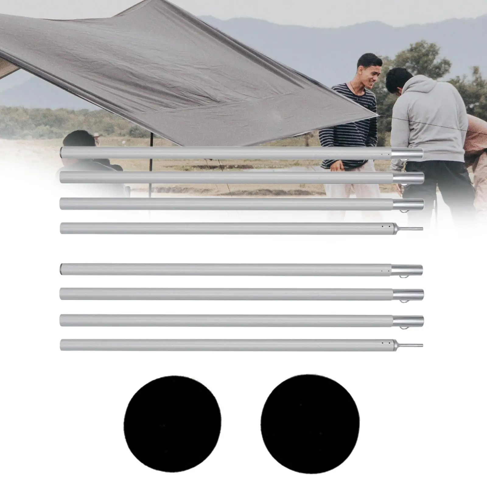  Poles Aluminum Tarp Poles for Camping Warterproof Sail  Awning