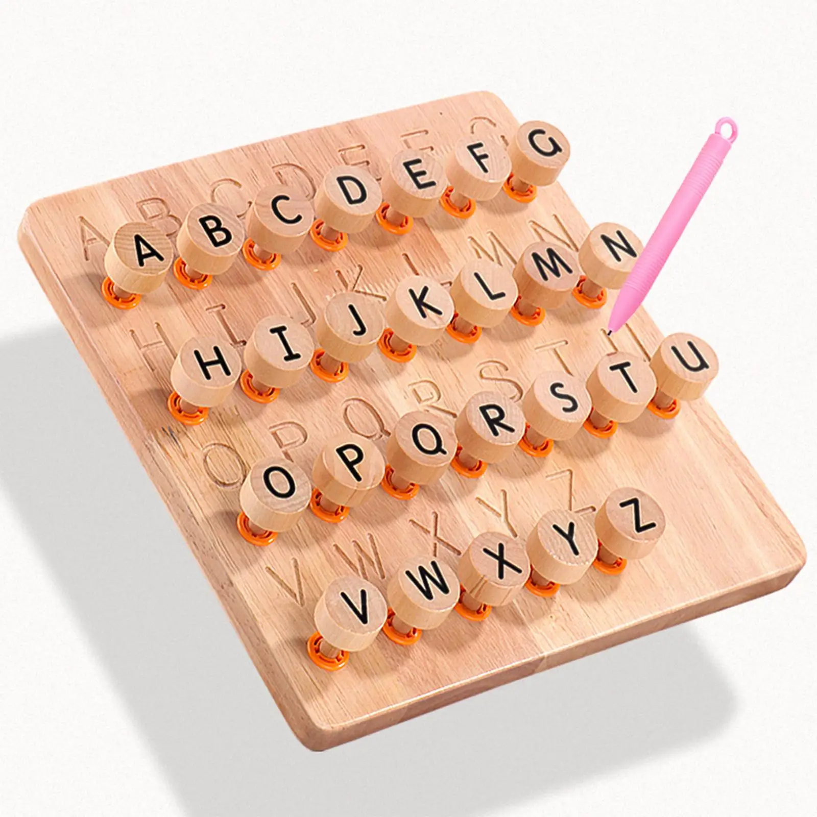 Wooden Alphabet Tracing Board Educational Writing Aids Board Game Letters Puzzles for gift Children Girls 3+ Years Kids