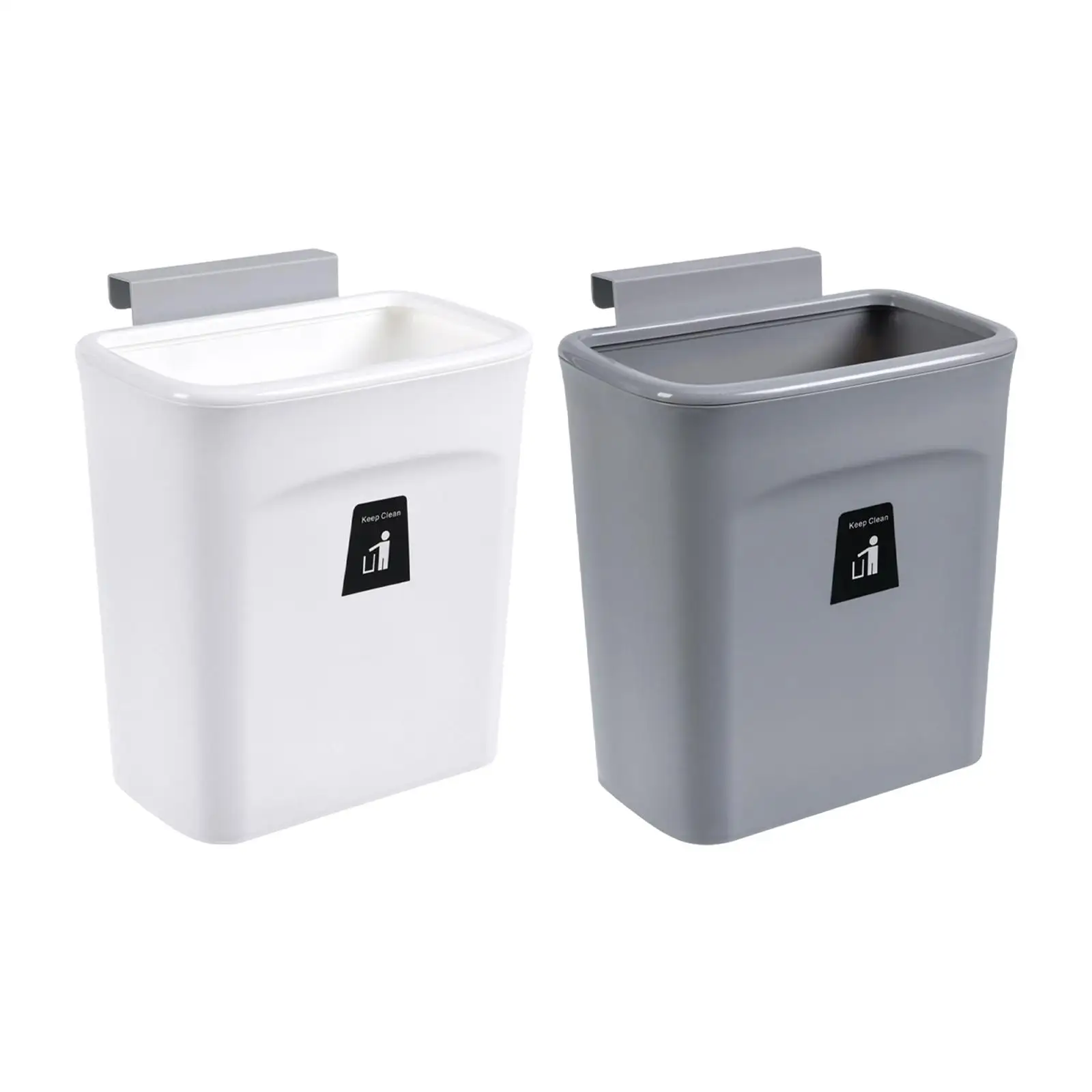 Wall Mounted Counter Waste Compost Bin with Lid Kitchen Cabinet Door Hanging Trash Can 9L for Restroom Bathroom Laundry Kitchen