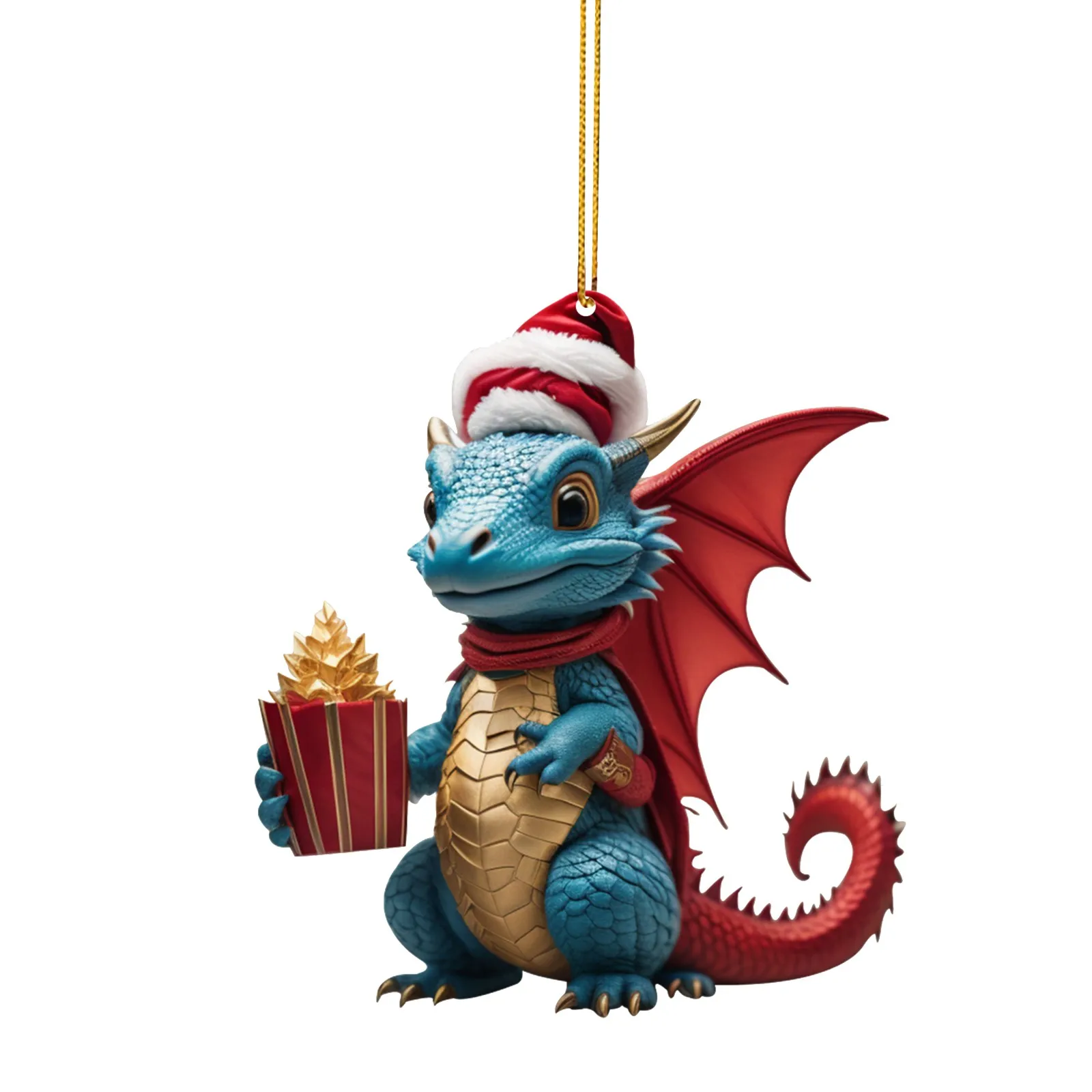 2D Acrylic Christmas Dragon Pattern Christmas Tree Hanging Decoration Hanging Ornament Xmas Pendant Party Supplies Home Decor