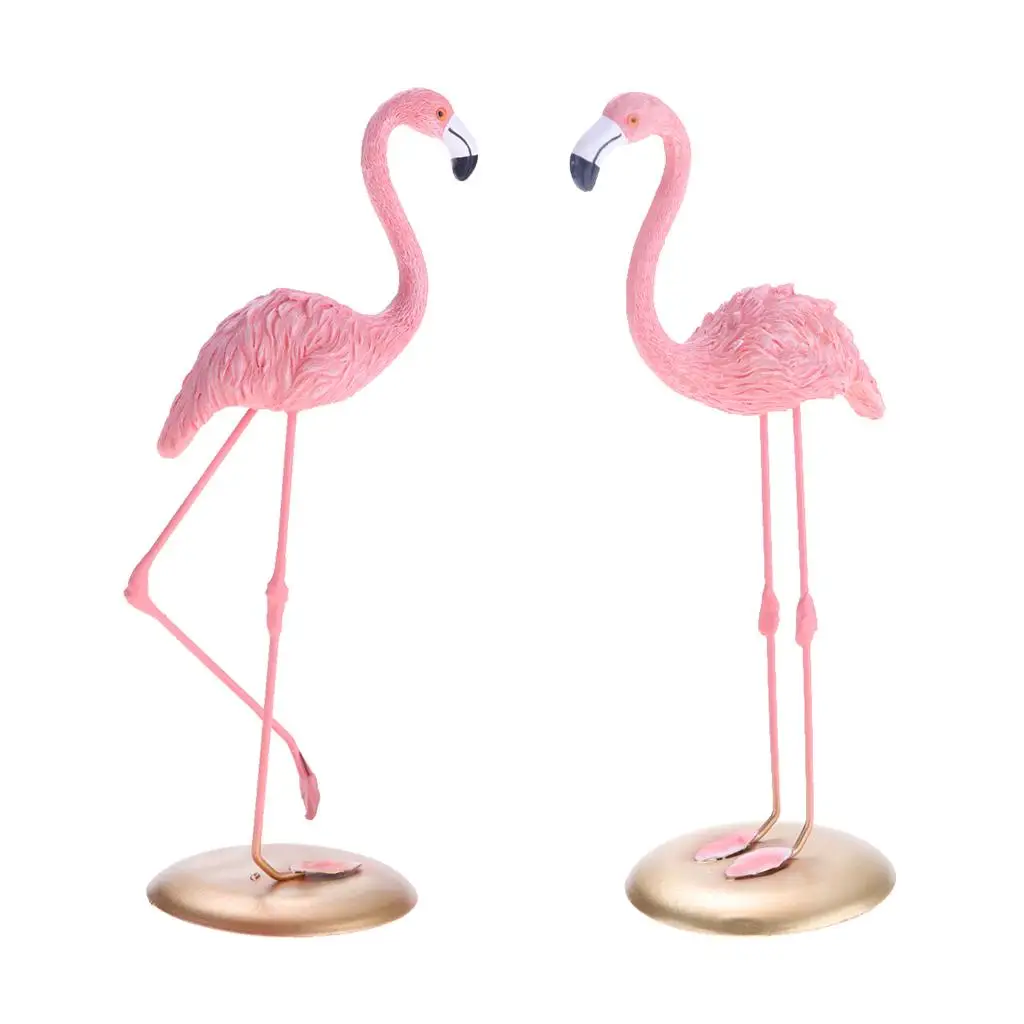 2pcs Pink Resin Standing Flamingo Ornament Display Decorative Ornament