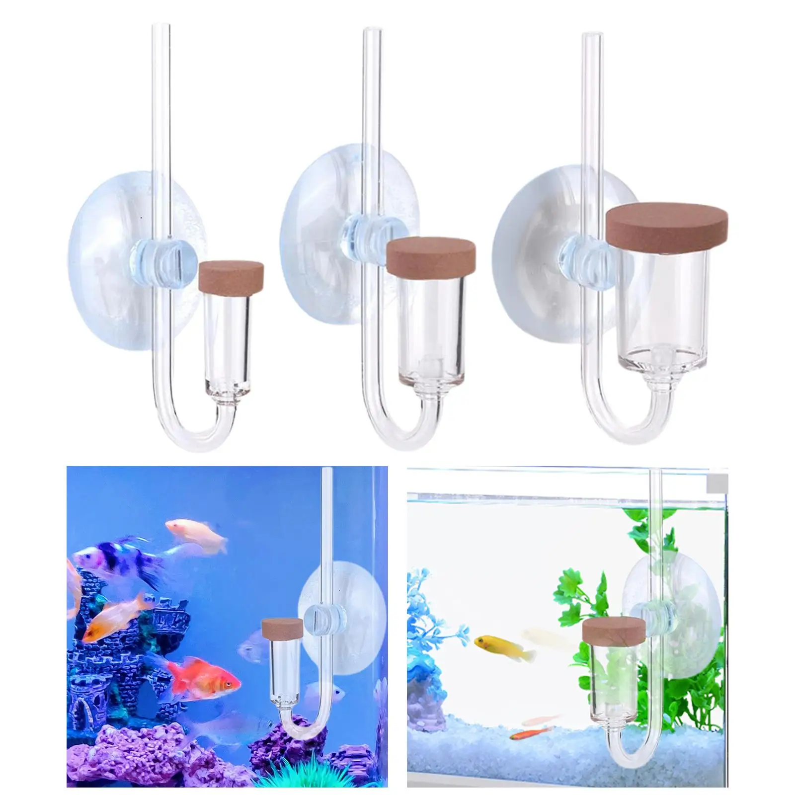 CO2 Diffuser Acrylic Accessories with Suction cups u Tubes Clear Carbon Dioxide Diffuser for Aquarium Planted Tank Water Plants