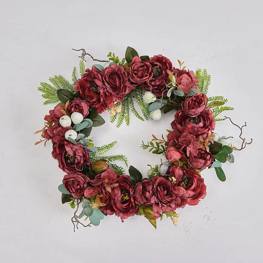 Artificial Peony Wreath Flower Garland Front  Round Wreath for Wedding