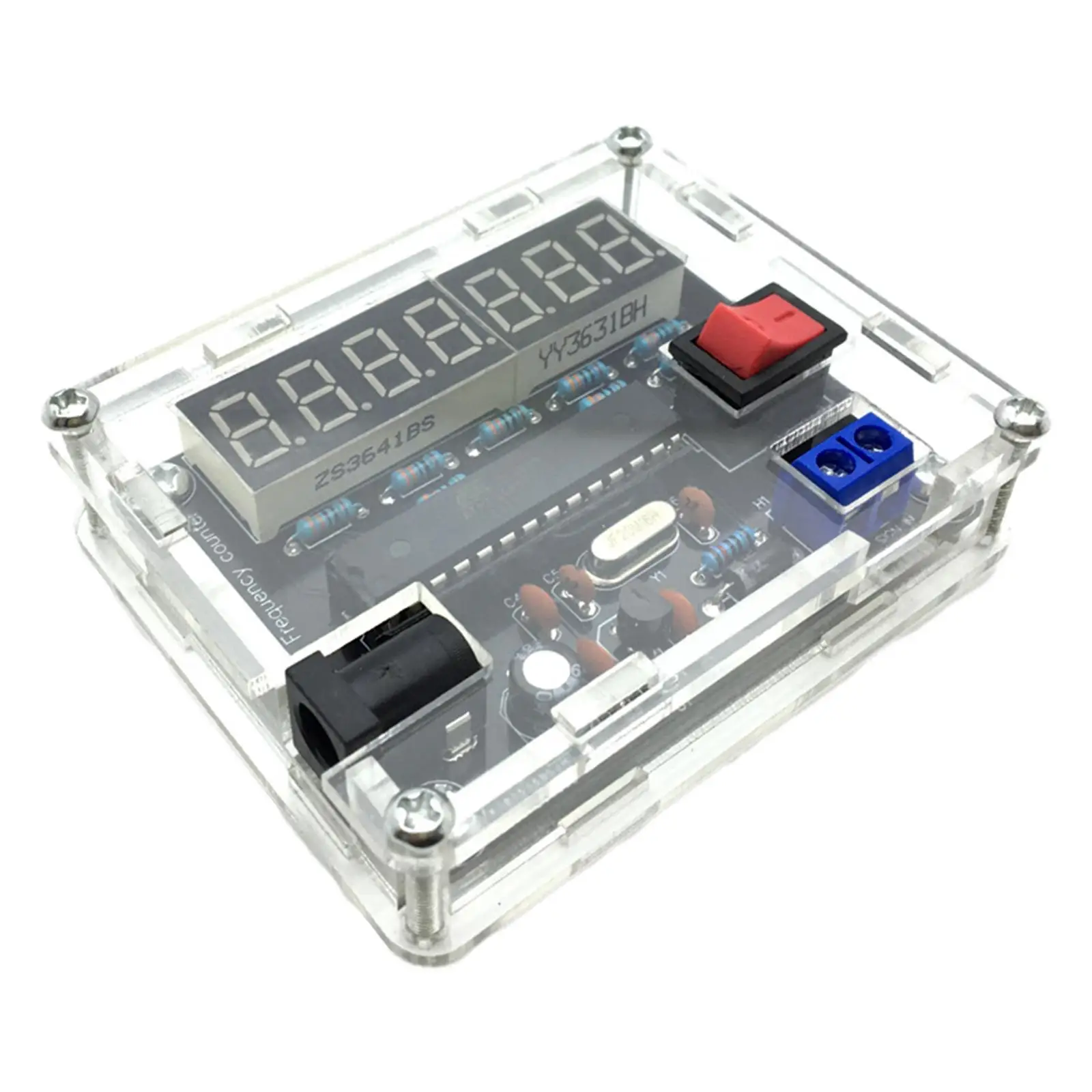 5-12V DIY Frequency Tester Counter Meter Oscillator Tester 10MHz with Transparent Case