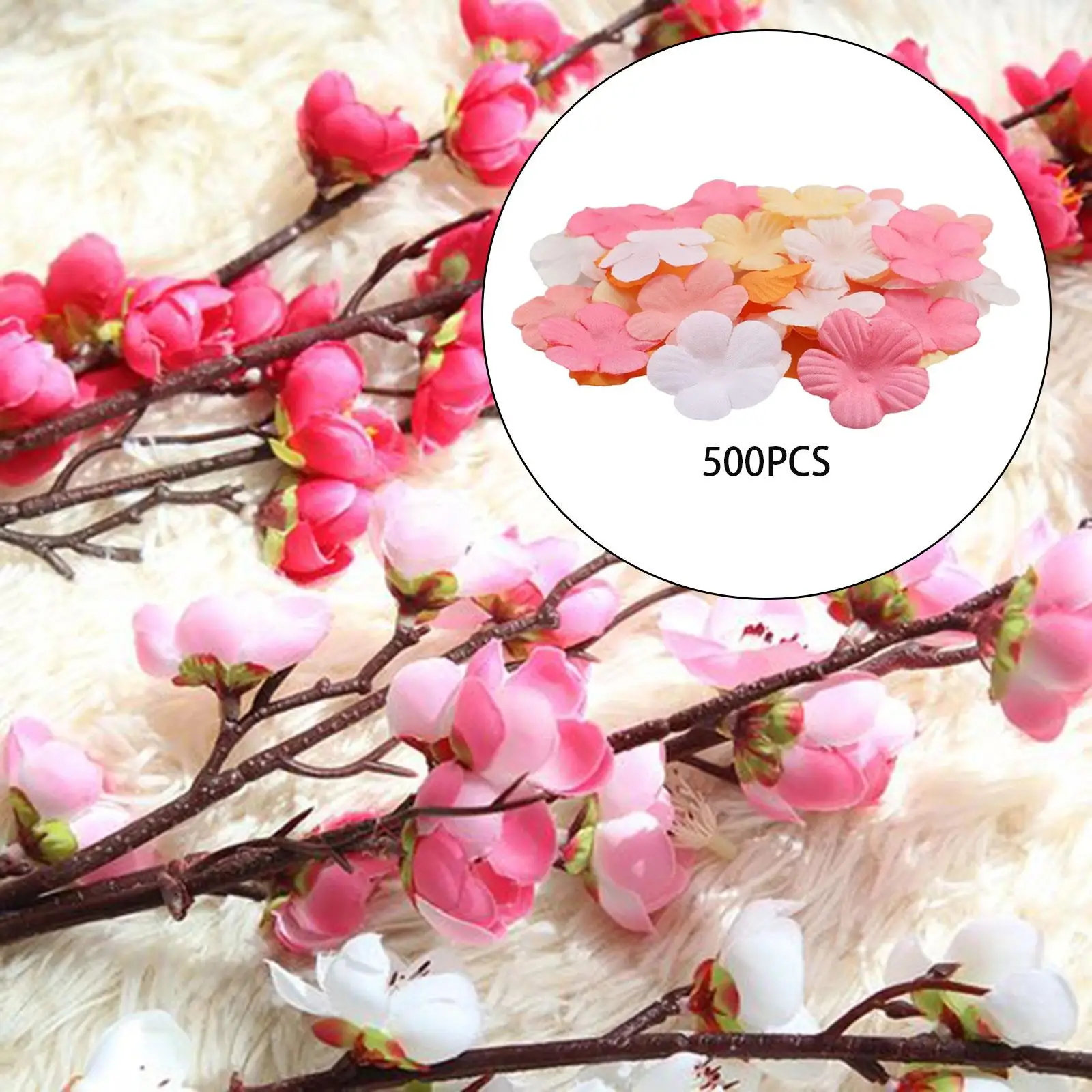 Cherry Blossom Petals Plum Blossom 500Pcs 3cm Artificial Flowers Mini Silk Petal for Background Wedding DIY Party Bookmark