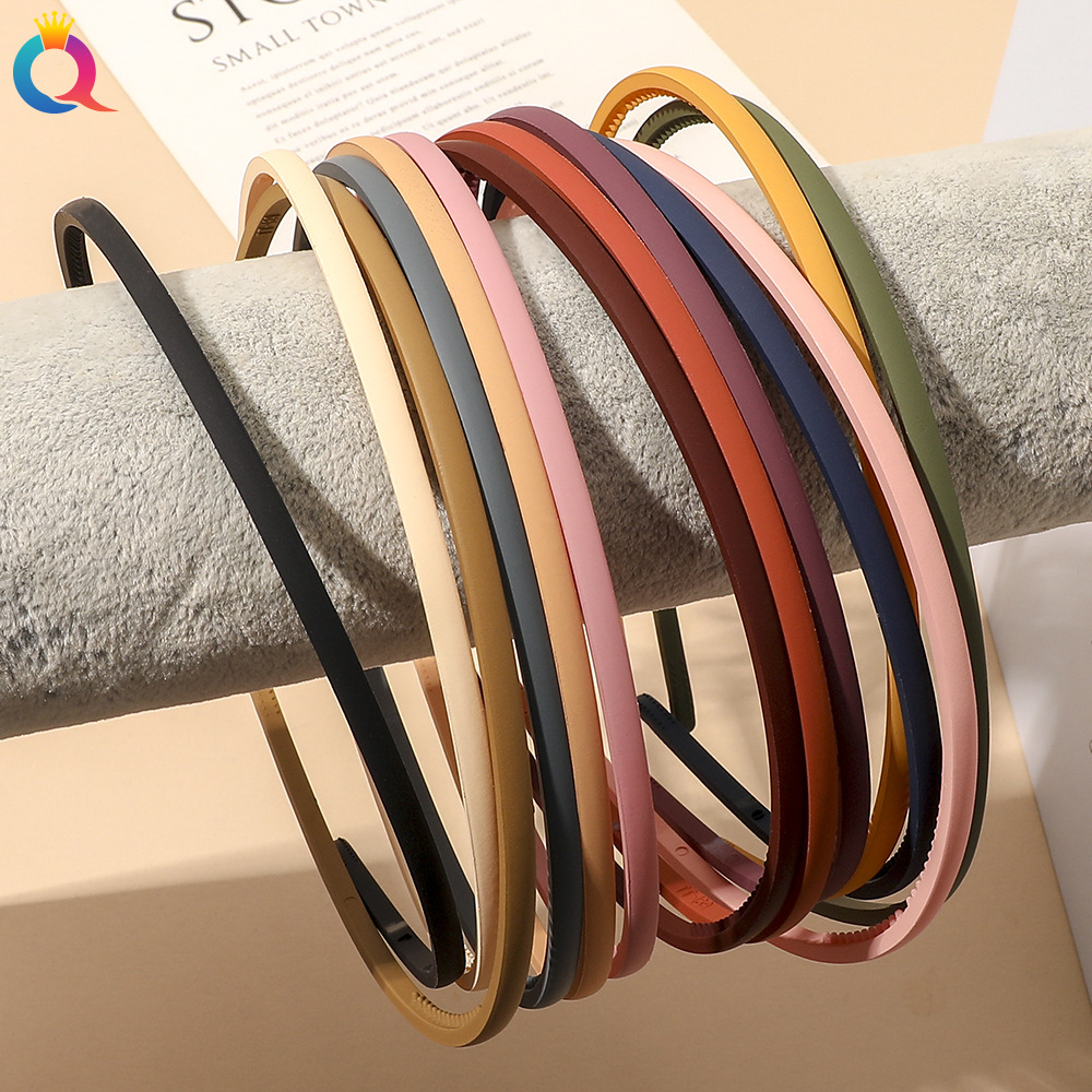 4mm Wide Thin Plastic Plain Headband for Women Girls Matte Hair Bands Teeth Comb DIY Skinny Hair Hoop Sport Hair Accessories