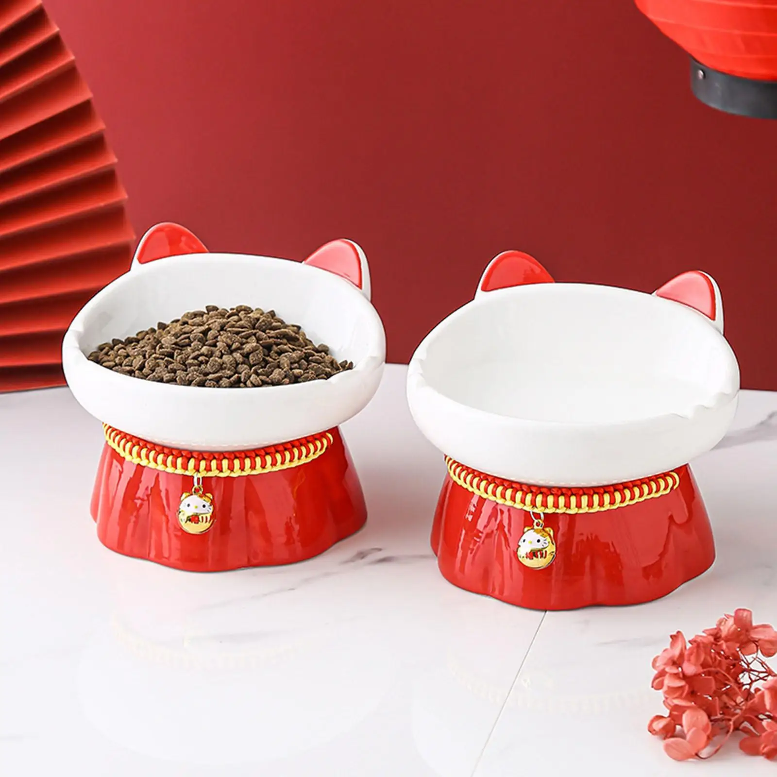 Small Cat Bowl,Raised Cat Food Bowls Anti Vomiting,Tilted Elevated Cat Bowl,Ceramic Bowl -Faced Cats,Small Dogs