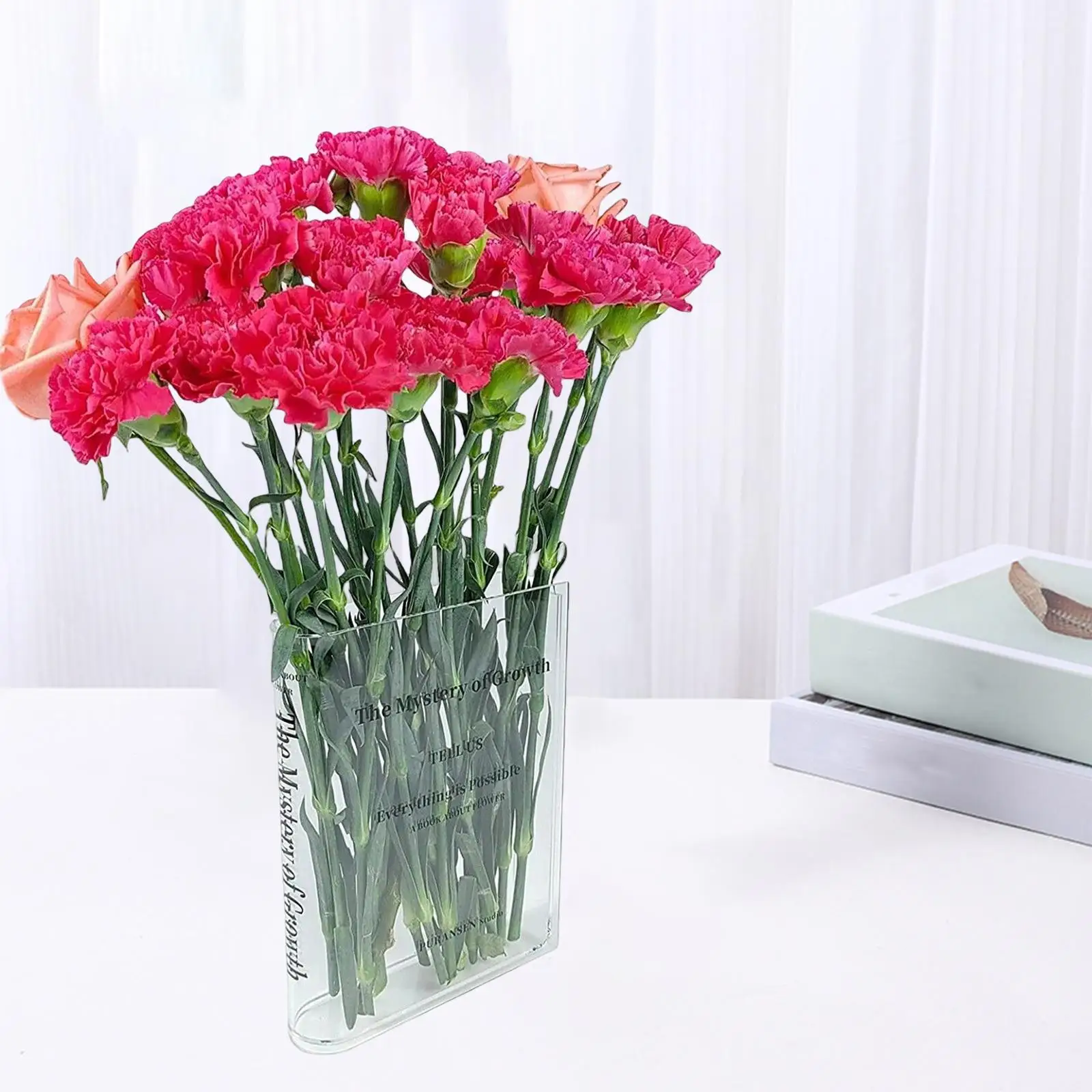 Acrylic Vase Creative Transparent Clear Flower Vase for Office Bookshelf
