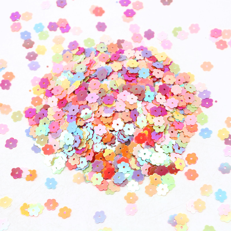 Blumen-Pailletten, 6 mm, flache PVC-Pailletten, lose Lentejuelas für Handarbeiten, Basteln, Nähbeschläge, Modeschmuck, 10 g/Menge – Detail 1