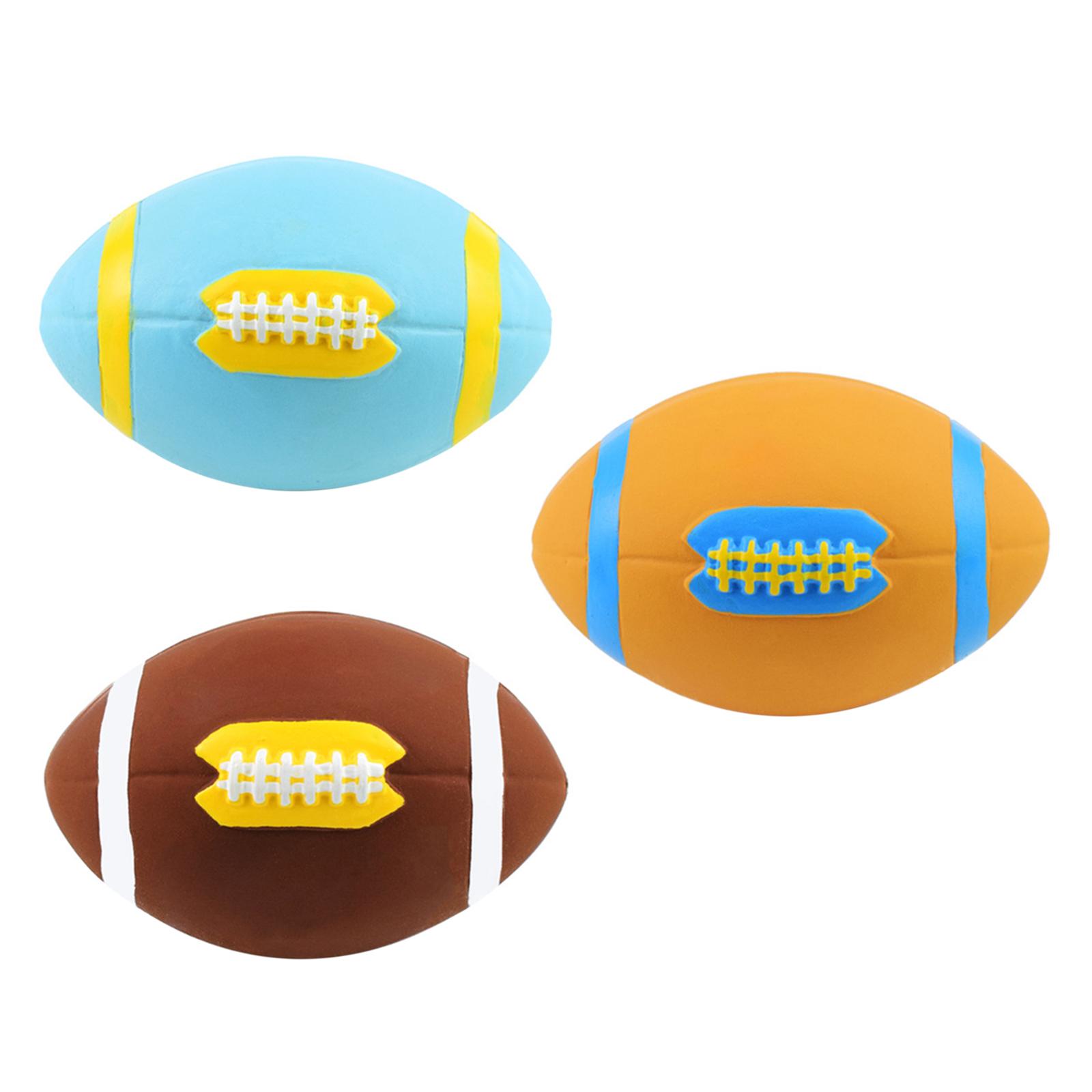 Pet Dog Toys Teething Squeaky Balls Interactive Chew Toys Puppy Playing Training Rubber Rugby for Small Medium Large Dogs