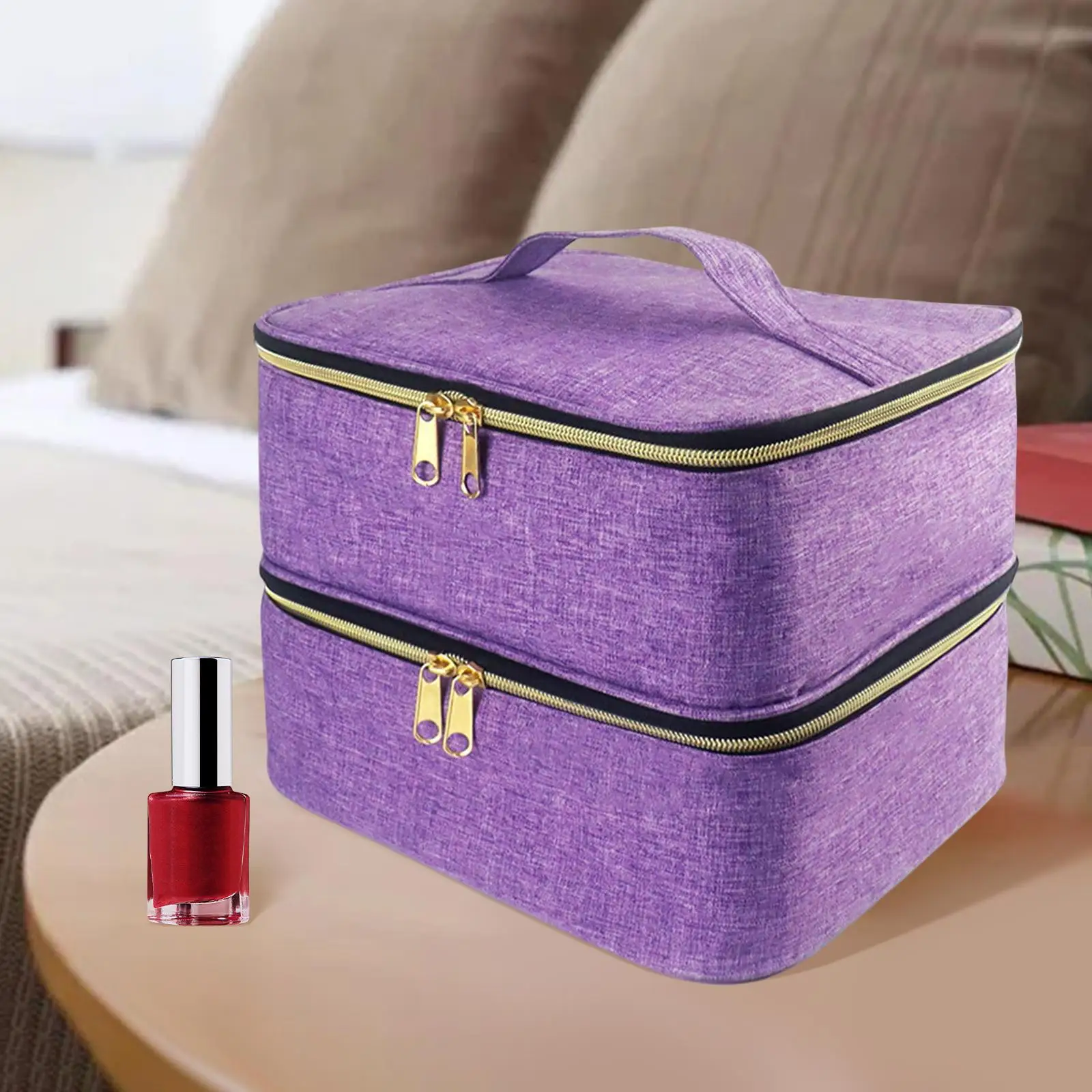 Nail Polish Carrying Case Bag Holds 30 Bottles Nail Polish Storage Holder Double Layer Portable Nail Dryer Case  for Cosmetic