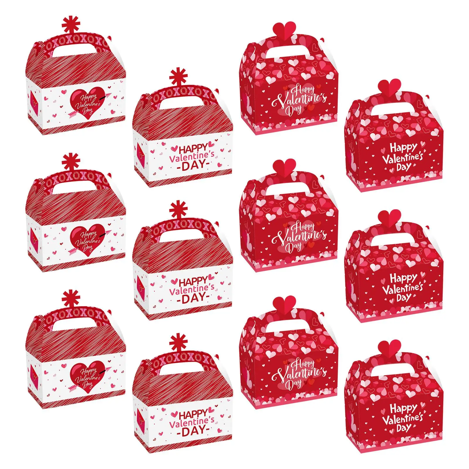 12x Valentine`s Day Treat Boxes Small Red Containers Holder Gift Boxes for Candy Sweets Snacks Dessert Valentines Party Supplies