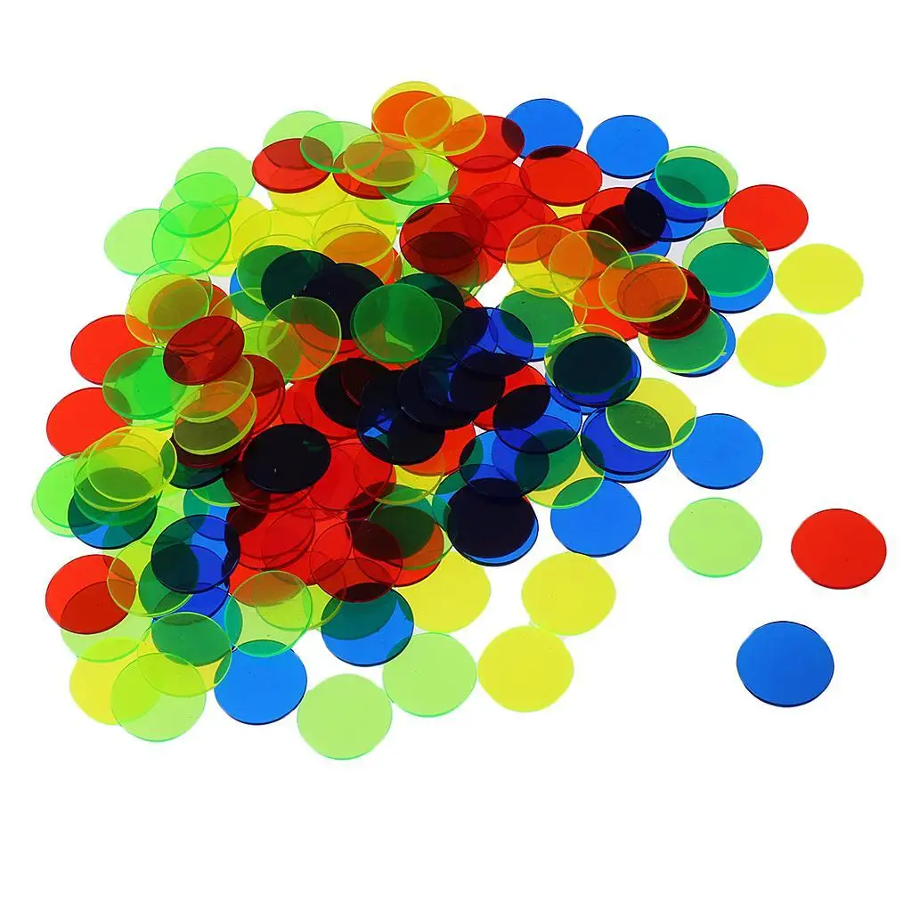 MagiDeal 100Pcs/Pack 3/4 Inch Plastic Bingo Chips Translucent Design for Classroom Carnival Bingo Games Funny Party Club Acce