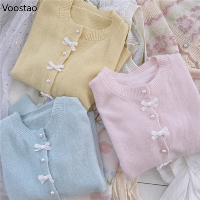 Autumn Japanese Kawaii Girls Lolita Knitted Cardigan Sweet