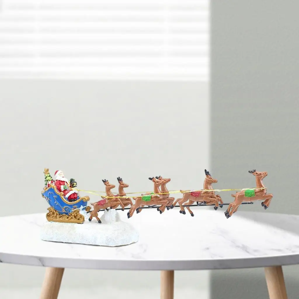 Santa Sleigh and Reindeer Assortment Christmas Ornaments Luminous Music Reindeer Car Home Decoration