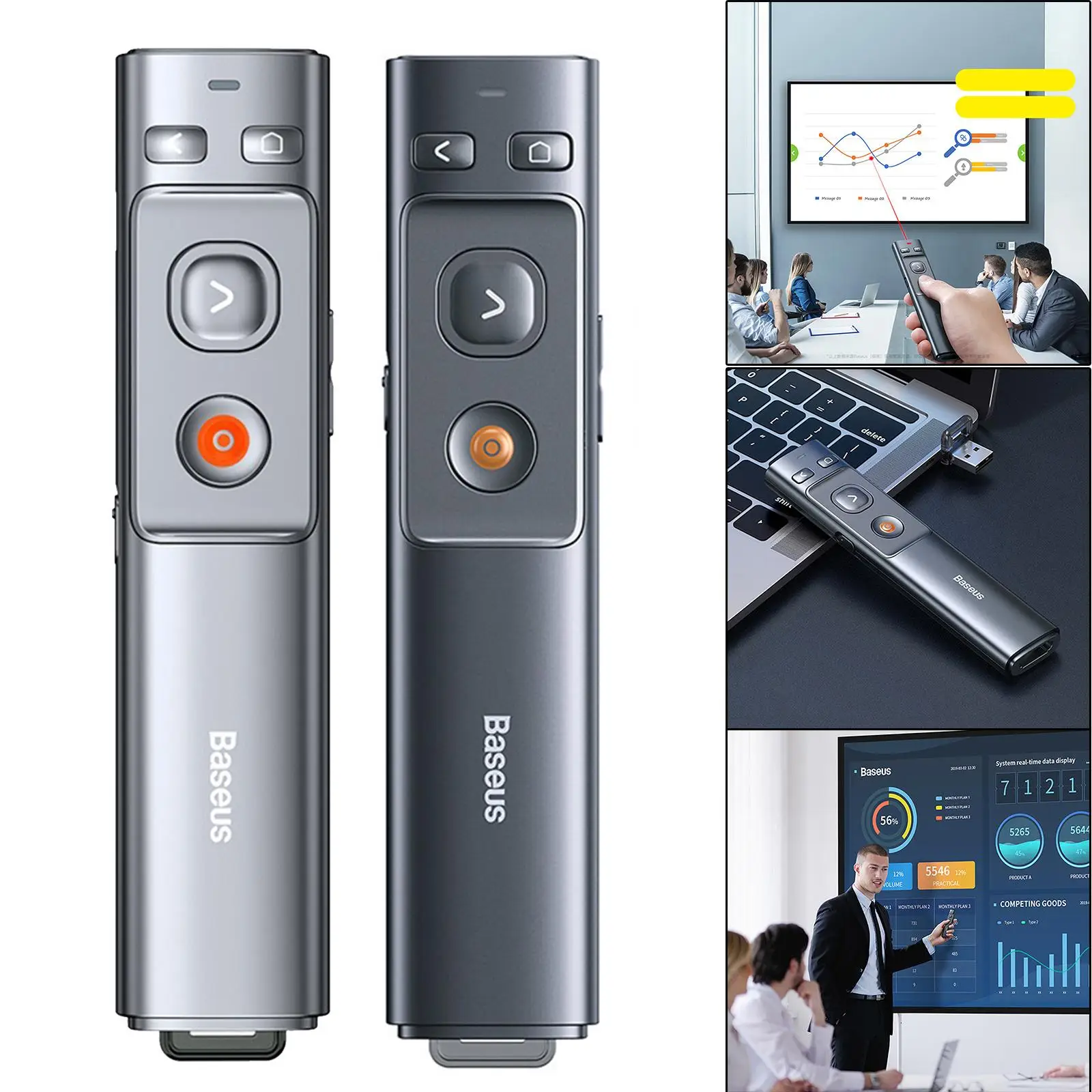  Remote Control USB+Type-C Presentation Pen Lasers Pointer for PPT PC