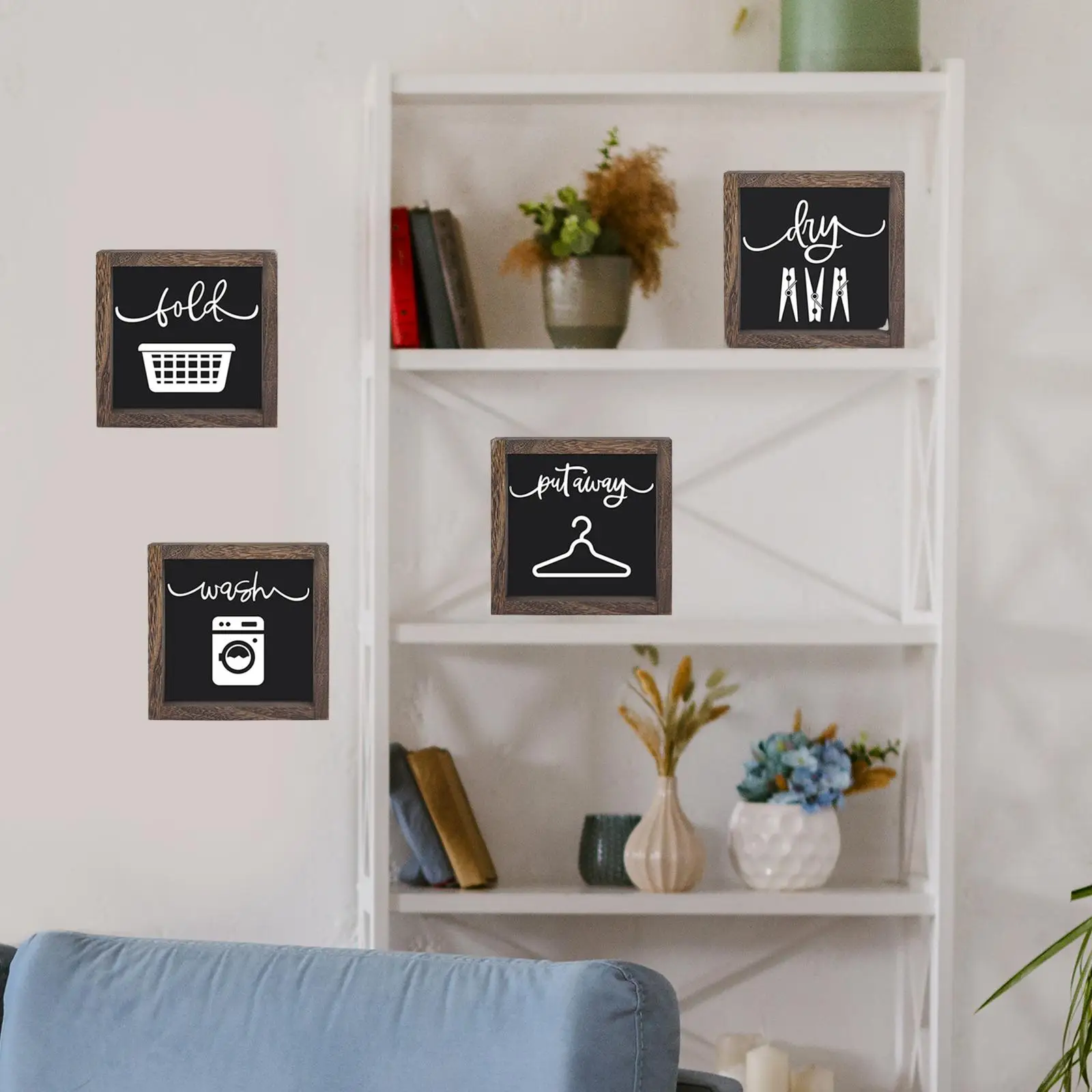 4Pcs Wooden Photo Frames Tabletop and Wall Mount Decoration Sign Display Picture Frame Set for Anniversary Porch Classroom