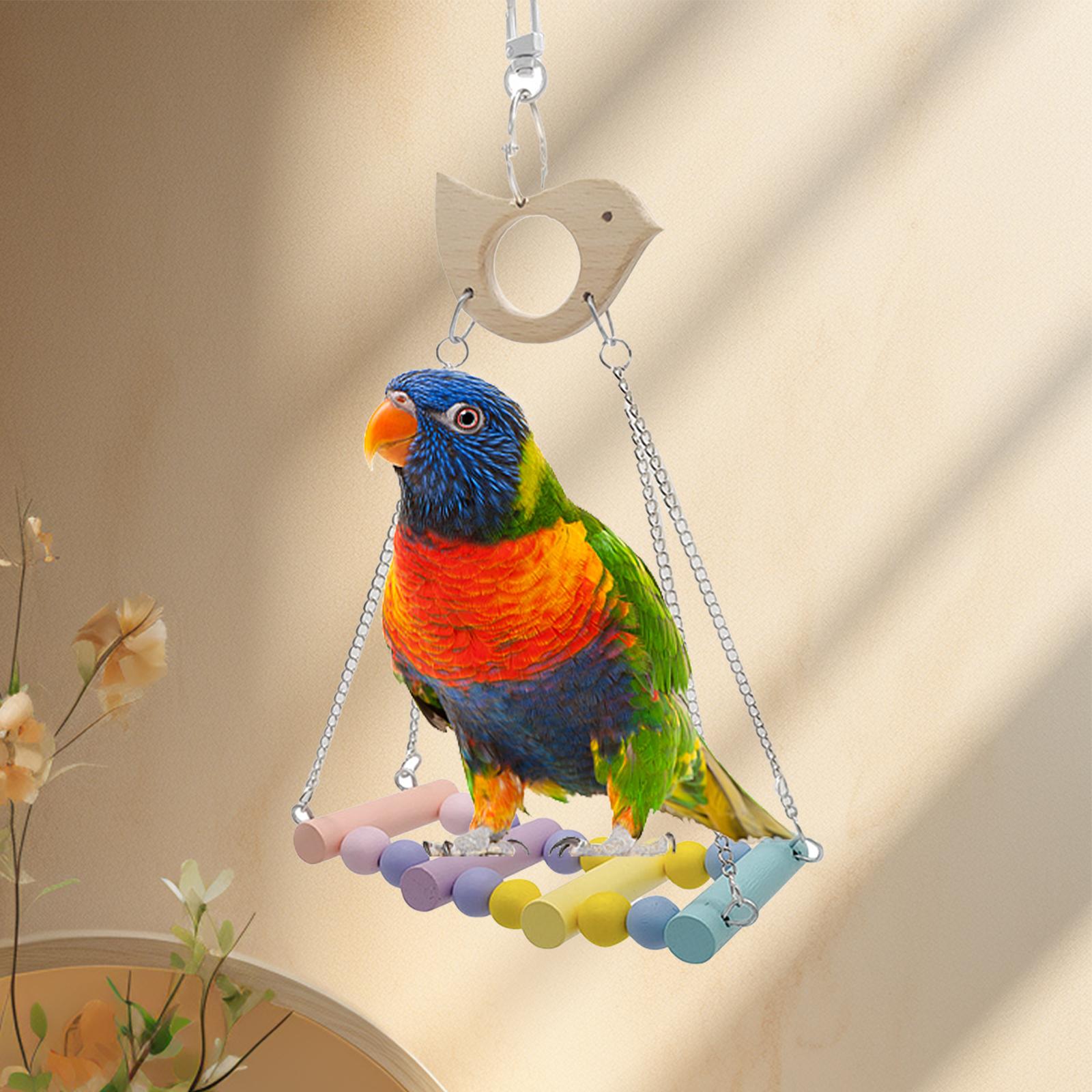 Bird Swing Toys Climbing Indoor Outdoor Bird Stands Parrot Perch Toy Wooden Parrots Stand for Medium Small Large Parrot Finches