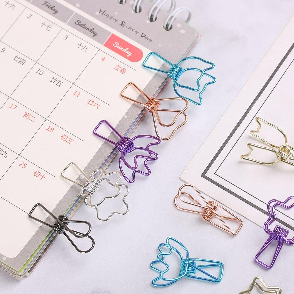 Hollowed Out Metal Binder Clips - 6PC Office Paper Organizer Set