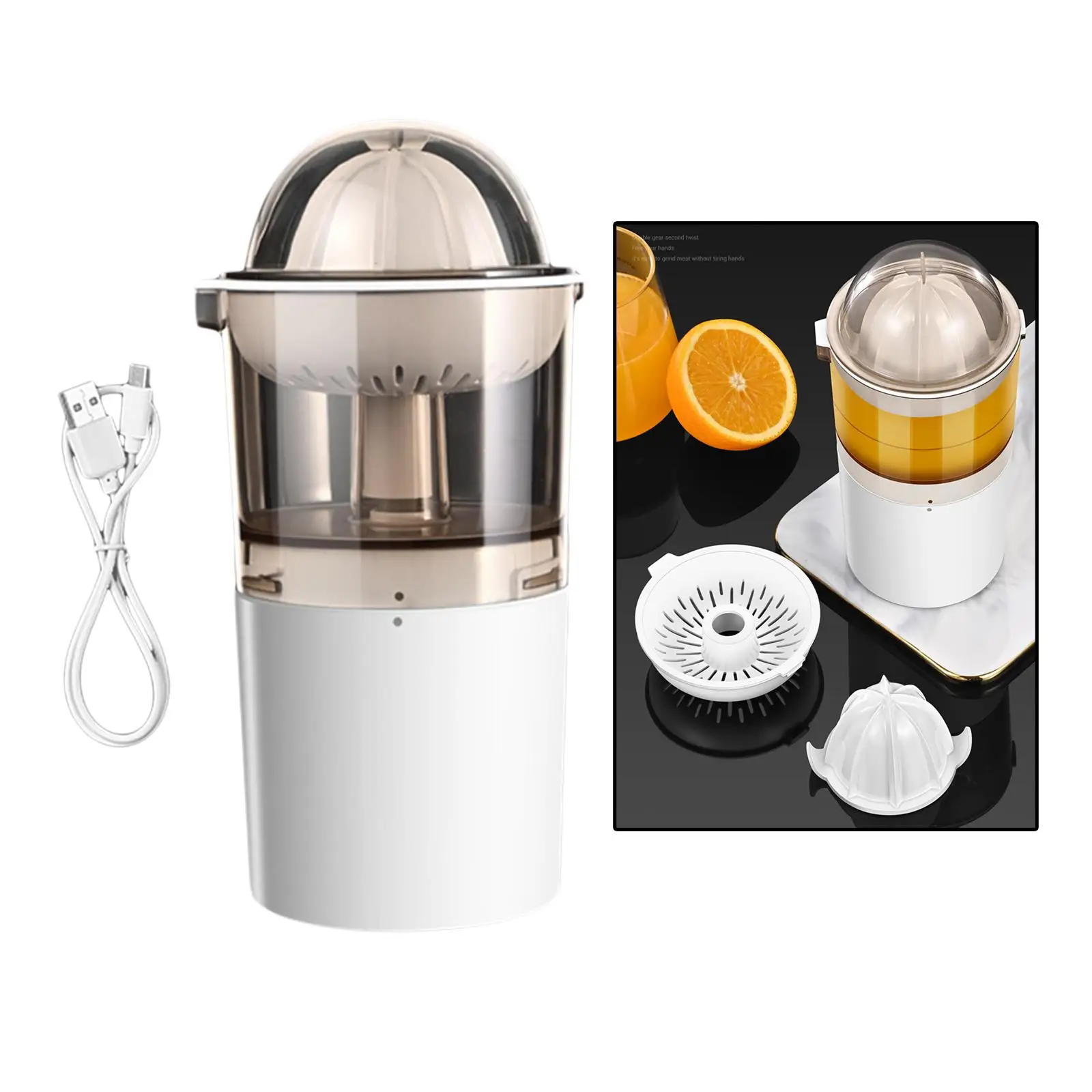 Portable Juicer 250ml Cordless Gift Durable Squeezer Blender ABS Electric Juicing Cup for Orange Outdoor
