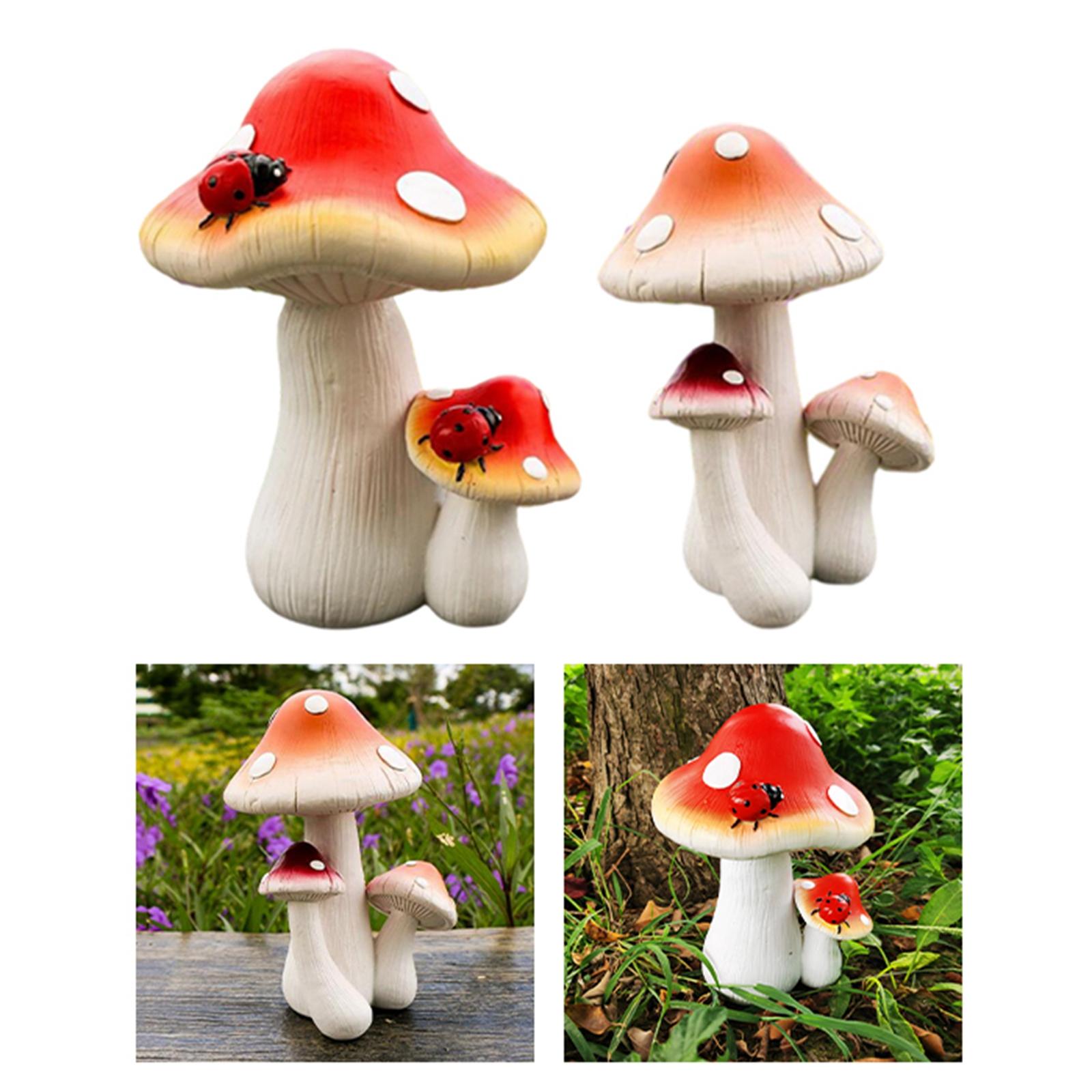  Mushroom Statue, Mushroom Figurines Mushroom Sculpture Art Crafts for Patio Lawn Courtyard Ornament Decoration